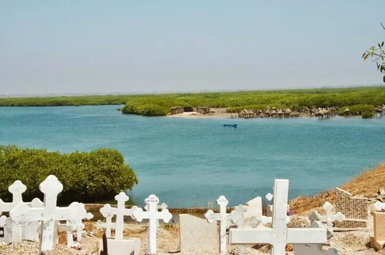 Vue panoramique sur le cimetière de Fadiouth et ses eaux environnantes.