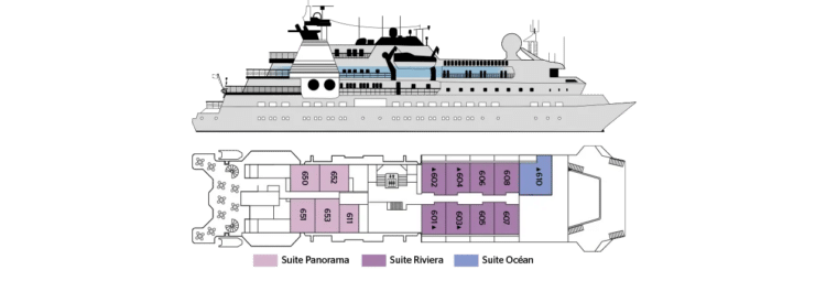 Disposition du spa et du centre de bien-être sur le navire