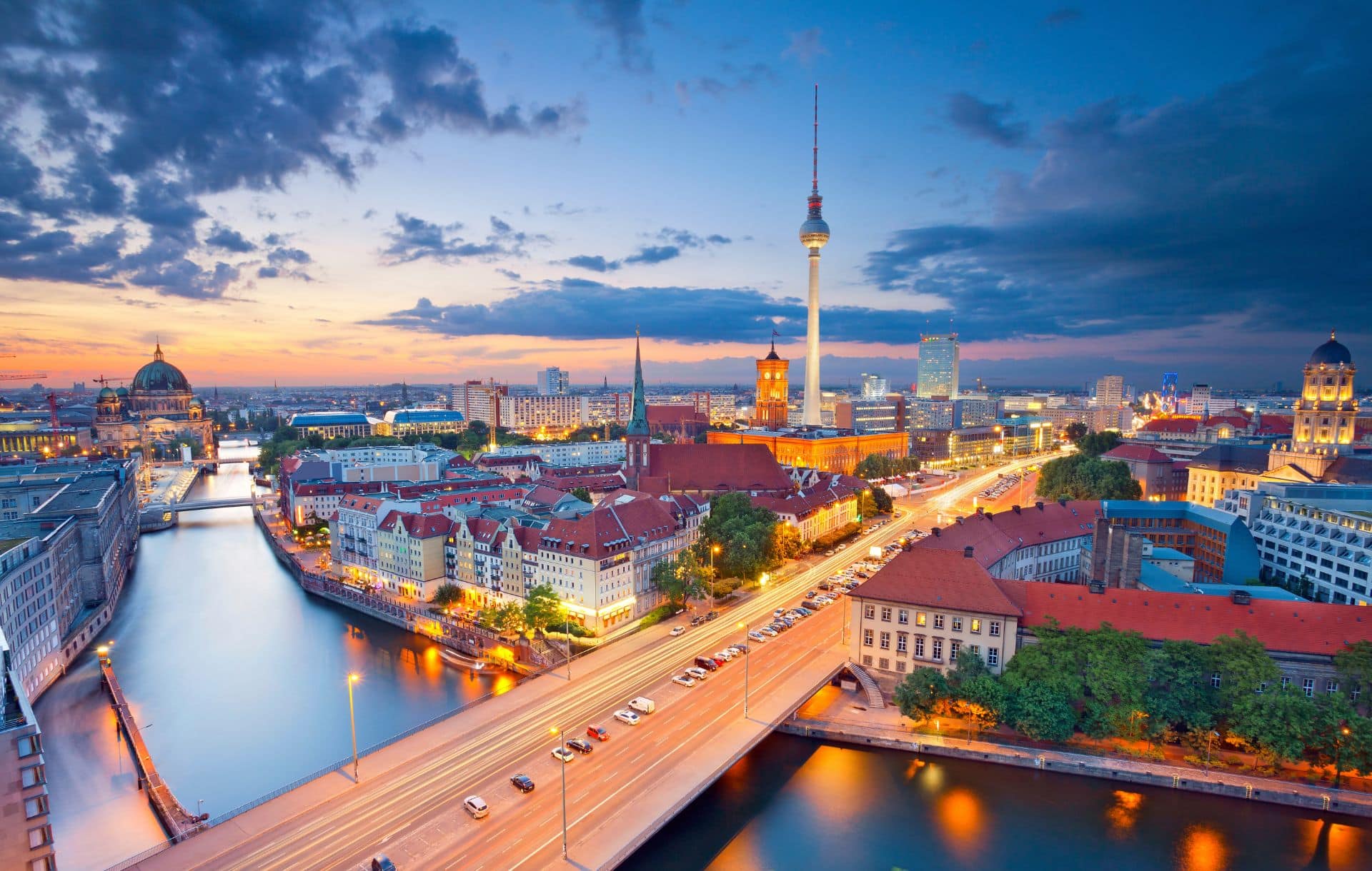 Vue panoramique sur Berlin au crépuscule