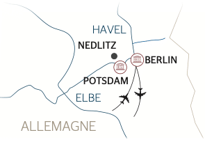 Carte de l’itinéraire de la croisière entre Berlin, Potsdam et la Havel