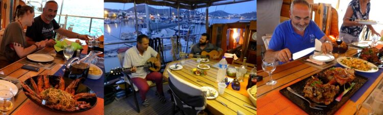 Repas gastronomiques et musique live à bord d'un voilier